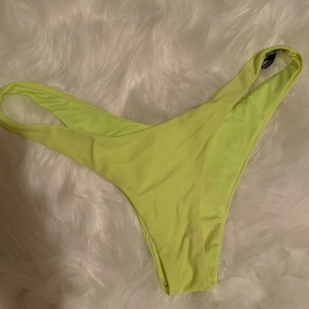 Neon high waisted thong bikini bottom